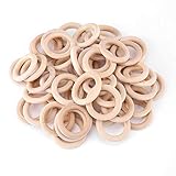 50個セット 天然木リング クラフトリング ウッドリング クラフトリング ウッド 手芸パーツ 木の輪 木工品の製作 快適な感触 手芸 DIY アクセサリーパーツ 内径35mm クラフトサークル
