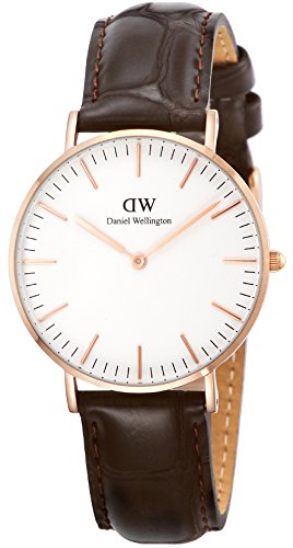 [ダニエルウェリントン]Daniel Wellington 腕時計 Classic York ホワイト文字盤 革ベルト 0510DW レディース 【並行輸入品】