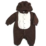 【こげ茶クマ】フリース フード付 カバーオール【着ぐるみカバーオール】　【カバーオール】【着ぐるみ】着ぐるみ・コスチューム