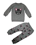 (ビグッド)Bigood 可愛い ベビー 女の子 男の子 ネコ シャツ ロングパンツ 上下 2点セット セットアップ カジュアル ベビー服（グレー・15）