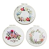 Hellery 刺繍スターターキット パンチニードルキット 初心者刺繍キット 花柄 刺繍ツール付き DIY 手作り 3個入