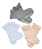 petescillaベビーガールズ用フリル付きメッシュドレスソックス滑り止め3 - Pack