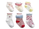 6足組(スニーカー丈3足、クルー丈3足)ソックス 9-14㎝ 女の子用 スベリ止め付