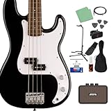 Squier by Fender SONIC PRECISION BASS Black ベース初心者12点セット 【ミニアンプ付】 プレシジョンベース プレベ ローレル指板 スクワイヤー/スクワイア