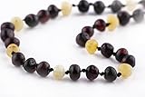 The Art of Cure Baltic Amber Teething Necklace for Baby (Raw black/yellow) - Anti-inflammatory by Th