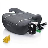YOTONA ジュニアシート ISOFIX R129適合 ブースターシート 125～150cm 軽量 コンパクト 取付簡単 安全ベルトクリップ ドリンクホルダー付き チャイルドシート 洗えるカバー グレー