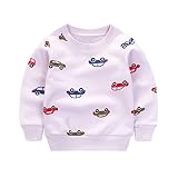 ESHOO キッズカープリントロングスリーブプルオーバースウェットシャツ秋冬子供服