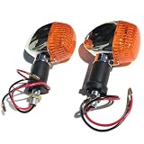 Archnote ウインカー バイク 用 汎用 リア フロント ウィンカー ランプ 12v メッキ レンズ オレンジ 2個 セット アンバー