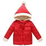 Smile キッズ 子供　ダウンジャケット ベビー 子供服 ダウンコート ダウン 棉服ジャケット 防寒 保温 アウターウエア 女の子 男の子 フード付き 秋冬　通園/通学　可愛い (100cm, レッ