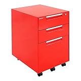 Bauhutte (バウヒュッテ) サイドキャビネット BSC-01-RD レッド 鍵ロック ペンケース 付き A4ファイル収納可能