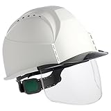 住ベテクノプラスチック ヘルメットKKC3シリーズ 通気孔付・透明ひさし・シールド面付・スチロールライナー付 KKC3S-B-SWH-S