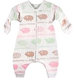 UEK 6重ガーゼ スリーパー パジャマ 袖外せる 2Way ベビー 寝袋 100％綿 長袖 通気 子供 赤ちゃん (L, 綿羊柄)