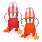 The Safe Sippy 2 2-in-1 Sippy to Straw Bottle, 2 Pack, Red/Orange by Safe Sippy