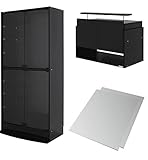 【福袋】[雅夢威] 3点セット29cmハイタイプ用 フィギュアラック「ワイド」83シリーズ ハイタイプ＋背面ミラー2枚+ワイド専用上置きロータイプ「本体」 29cm【正規品】KA-TMR8329[マイ・コレクション] (ブラック)