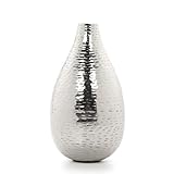 Hosley 8.75 High Silver Finish Hammered Metal Vase. Ideal Gift for Weddings Special Events Aromather