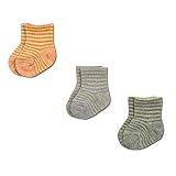 新生児・ルーズソックス3足組・日本製 7-9cm オレンジボーダー、パープルボーダー、グレーボーダー