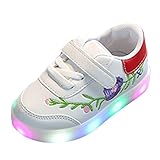 LEDスニーカー ガールズシューズ 靴 キッズ 発光シューズ 13.5cm-18cm kootk レッド 21=内径13.5cm