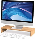 モニター台 机上台 木製 幅55cm キーボード/マウス収納 (原木色)