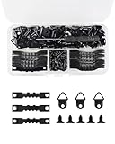 LIKENNY 壁掛けフック 額縁吊り金具 額縁フック 三角吊カン 吊り下げ金具 三角吊金具 多機能 高耐荷重 落下防止 鋸歯吊り 壁掛けフック ティースハンガー 絵画 掛け時計 写真フレーム固定適用 収納ケース付き 251個セット