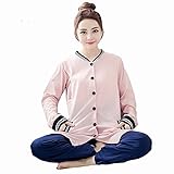 Spinas(スピナス) マタニティ 産前産後 ルームウェア 授乳口付き パジャマ 無地（M,ピンク）