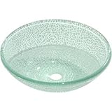 Y Decor ARDENNES Crackled Glass Vessel Sink, Blue/Light Blue/Off White/Aqua, 15.5" L x 15.5" W x 5" 