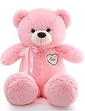MIXUS ぬいぐるみ 大きい くま/クマ ぬいぐるみ/大きい ぬいぐるみ/テディベア/teddy bear/抱き枕 ぬいぐるみ/ぬいぐるみ 特大/プレゼント/お祝い/店飾り/子供プレゼント/誕生日プレゼント (ピンク, 100cm)