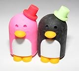 Dream Mr and Mrs Penguin Japanese Erasers (Black & Pink) by Dream