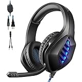 【2020最新版】ヘッドセット PC、ゲーミングヘッドセット PS4、有線 高音質 LED マイク付き FPS PC ヘッドホン マイク ノ