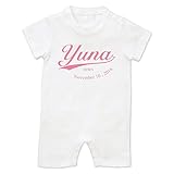 名入れ ショート ロンパース [HR17] 70cm ホワイト×ピンクロゴ 出産祝い 誕生日 プレゼント おしゃれな 名前入り ベビー服