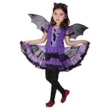 [Shopyruder] ハロウィン コスプレ 子供 魔女 ベビー服 ワンピース 赤ちゃん コスチューム 衣装 おもしろ 撮影 かわいい プレゼント 仮装 魔法使い 人気 遊園 バッグ 文化祭 パーティー イベント ドレス キッズ 女の子 ふわふわ 可愛い(（翼を持つ）-Dark パープル,140)