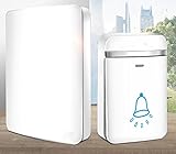 WYMLKUD ワイヤレス・ドアベル、 世帯 防水 電子ドアベル、 LEDフラッシュ、 プラグインレシーバ+トランスミッタ（自己電源）、 プラスチック材料、 ホワイト (色 : 白)