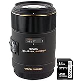 Sigma (シグマ) 258306 105mm F2.8 EX DG OS HSM マクロレンズ Nikon デジタル一眼レフカメラ用 Lexar Professional SDHC/SDXC 1667x UHS-II 64GB メモリーカード付き