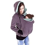 JN マタニティ ロングパーカー マルチ防寒 マタニティウェア ママコート 長袖 フード付 ダッカー付き ベビーキャリア に最適 産後用 暖かい カンガルー セーター 保温 無地 (XXL)
