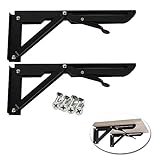 LUCINA 折り畳み式 L字 棚受け金具 2本セット 高耐重量だからテーブルにも出来る！ (30×15ｃｍ, ブラック)