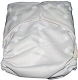Bamboo CUTE SOLID Pocket Snaps Cloth Diaper/ Nappy with Hip Snaps with 2 Inserts - One Size - WHITE 