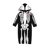 新生児赤ちゃん男の子女の子フード付きスカルスケルトンロンパースハロウィーンジッパージャンプスーツ カラー: ブラック