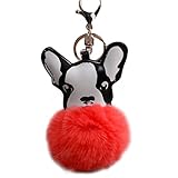 LovelyふわふわボールフレンチブルドッグキーチェーンPompomキーリングキュートホルダーバッグチャーム – 4 #