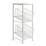 エア・リゾーム ランドリーバスケット スリム おしゃれ 棚付きランドリーバスケット ALCO（アルコ） 2段タイプ ナチュラル×ホワイト