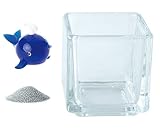 花市場直送便 ミニチュアガラス クジラB ディープブルー & カラーサンド シルバー & 植え込み用グラス ニューブロックS