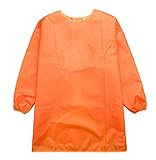 【SEBLES】 ベビー キッズ スモック カラフル エプロン 防水 幼稚園 め 2歳 ～ 6歳 全6色 サイズ S M L クロスセット (オレンジ,M)