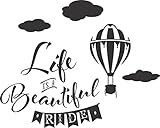 Life Is A Beautiful Ride (With Hot Air Balloon / Clouds) Wall Vinyl Decal (14 X 12 Inches) [並行輸入品]