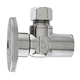 PLUMB PAK MP2780PCLF 1/2 Copper Sweat x 3/8 O.D. Compression, Chrome, Angle Supply Stop Valve, 1/4 T