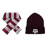 NCAAテキサスA & M Aggiesシンプルニットビーニーand Striped Rugbyスカーフ2パックバンドル