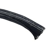 1/4 Hook Self Closing Braided Wrap Sleeving - 100 Feet - Black [並行輸入品]