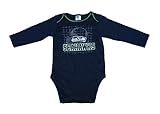 Seattle Seahawks Infant Onesieサイズ6 – 12ヶ月長袖ボディスーツクリーパー – ネイビーブルー
