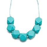 ターコイズchain-baby-teething-necklace-teether-cute-charm-bpa-free-beads-polygon-silicone chain-baby-teet