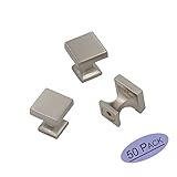 goldenwarmサテンニッケル食器棚モダンキッチンキャビネットハードウェアノブノブ – 4 / 5 "インチ正方形、1 "インチ投影 50 Pack LS148SNB-50Pack
