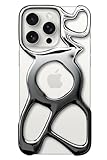 Angry Miao iPhone 16 Pro AM Emptiness Phone Case MagSafe対応 軽量 流動メタルデザイン（シャイニーシルバー＋ブラック）