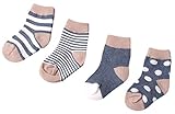 (コ-ランド) Co-land 可愛い ベビー靴下 ソックス 4足セット くつ下 新生児 赤ちゃん用 男女児 キッズ 女の子 男の子 幼稚園 ソフト 出産祝い ブルー XS