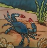 装飾セラミックブルーCrab壁アートタイル4 x 4